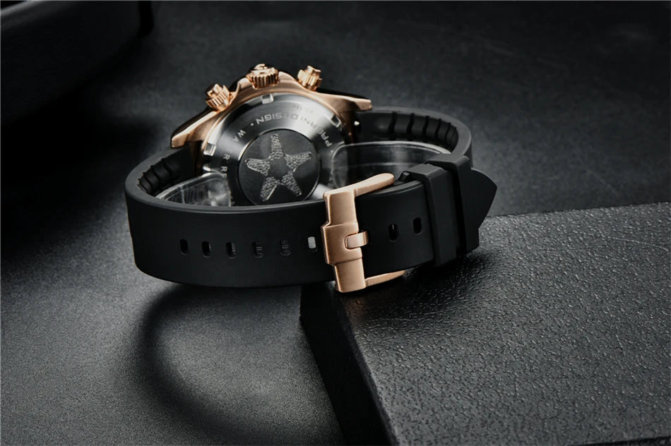 Sapphire Chrono: 40mm Stainless Steel Quartz Sports Watch