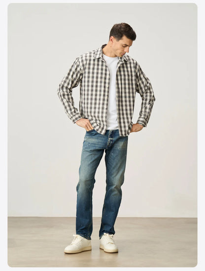 Men's Oversized Plaid Linen-Cotton Shirt – Lightweight Comfort With Classic Style