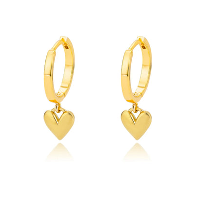Golden Pulse: Hollow Zircon Heart Stud Earrings