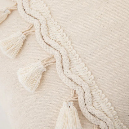 Woven Calm: Tassel Cotton-Linen Pillow Cover