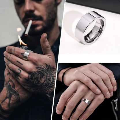 Vnox Signature: 8mm Tungsten Wedding Band for Men – Classic Plain & Anti-Scratch Design