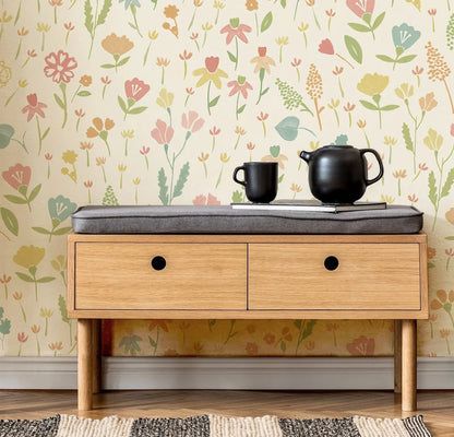 Pink Minimalist Floral Wallpaper