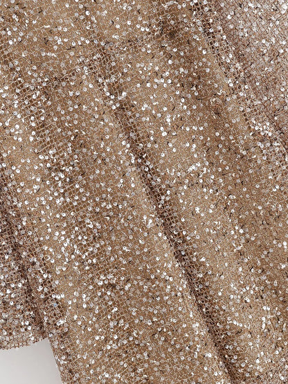 Women's Sequin-Embellished V-Neck Midi Dress – Lightweight Elegance for Summer