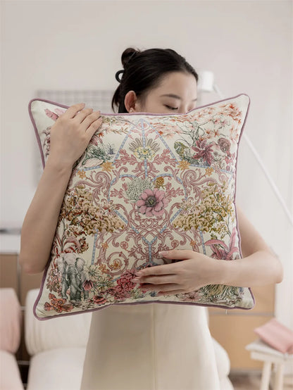 Vintage Floral Velvet Throw Pillow Covers Home Art Deco Pillowcase Square Pillow Case Cushion Cover for Bed Sofa Living Room Car