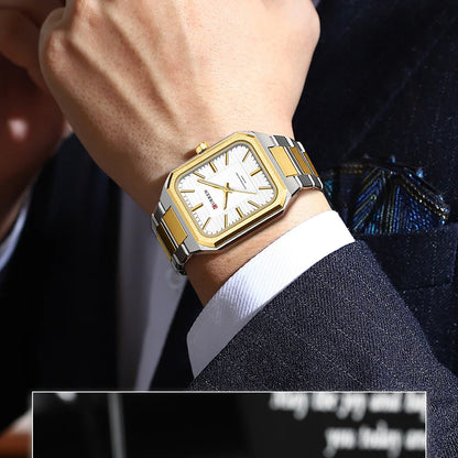 Edge Time: Rectangular Stainless Steel Business Watch for Men