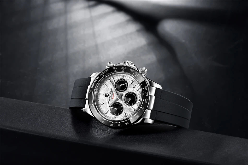 Sapphire Chrono: 40mm Stainless Steel Quartz Sports Watch