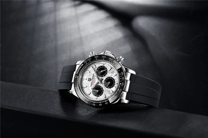 Sapphire Chrono: 40mm Stainless Steel Quartz Sports Watch