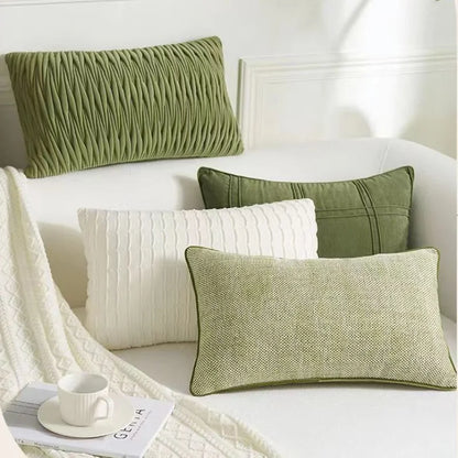 Verdant Line: Light Luxury Geometric Pillow Cover