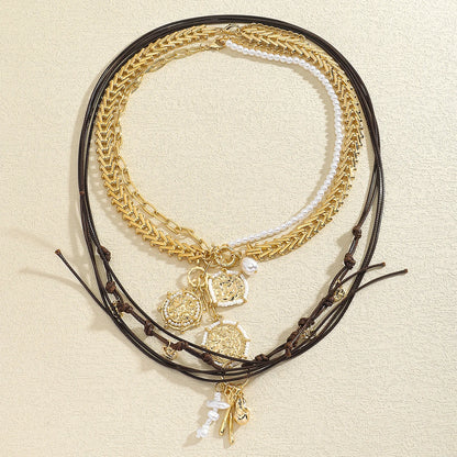 3-Piece Horn Pendant Necklace Set – Western Cowgirl-Inspired Layered Chains