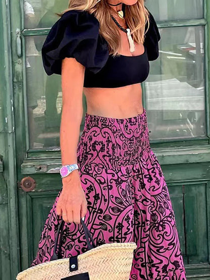 Women's Floral Print Maxi Skirt – Casual Elegance for Spring & Summer