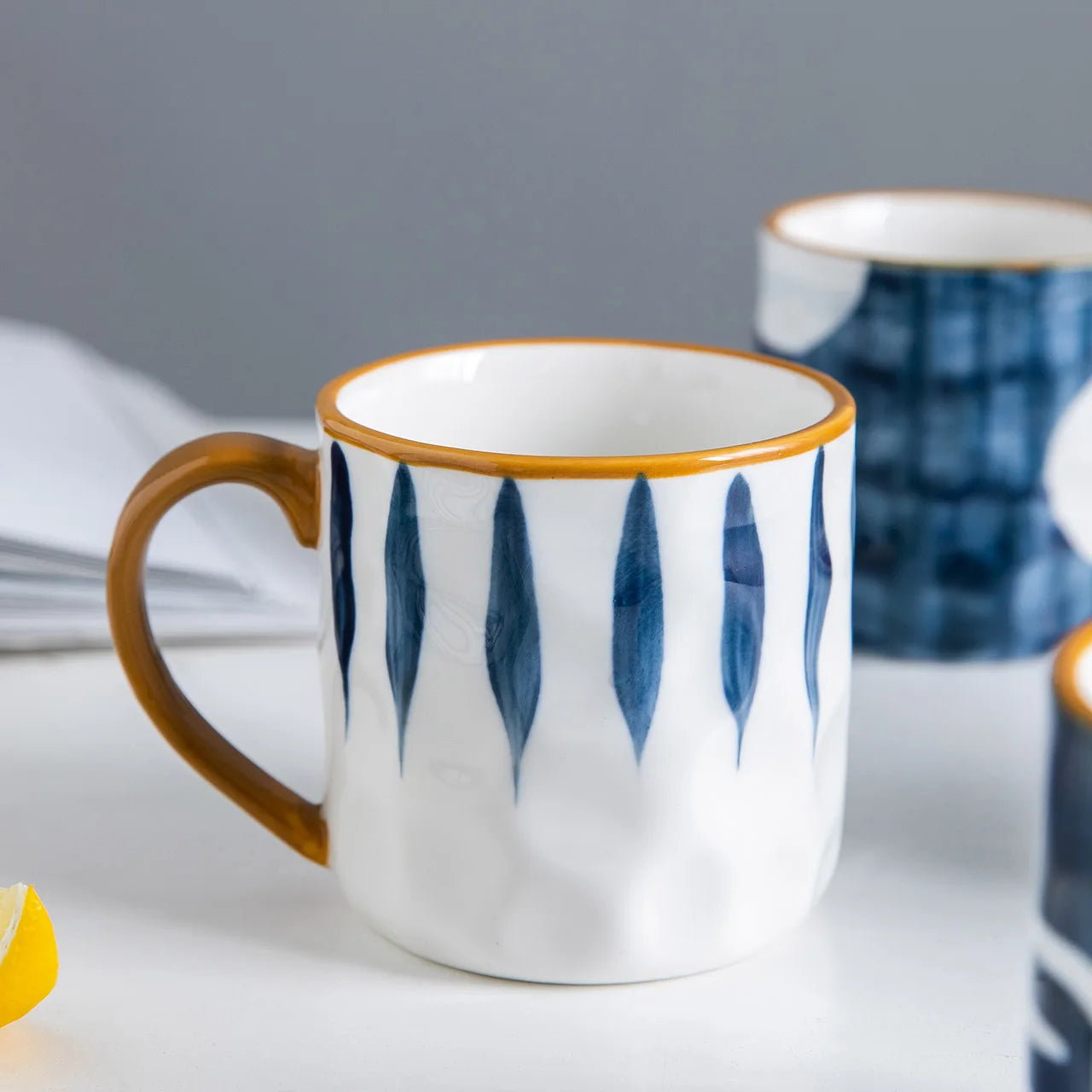 350ml Japanese Ceramic Mug  Coffee Cup Underglaze Office Home Milk   Bumpy Surface Handgrip  Microwave Safe