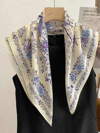 70cm Cotton Floral Print Bandanas Square Scarf Women Girls Headband Accessories Handkerchief Neckerchief Hairscarf