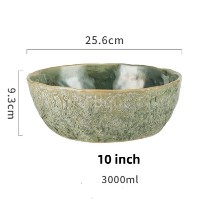 Green Ceramic Dinner Plate & Bowl