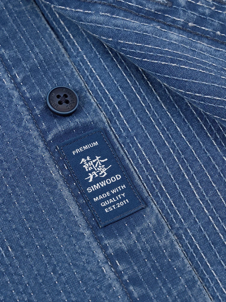 Men's Oversized Washed Indigo Cotton Shirt – Casual Cool With a Vintage Edge