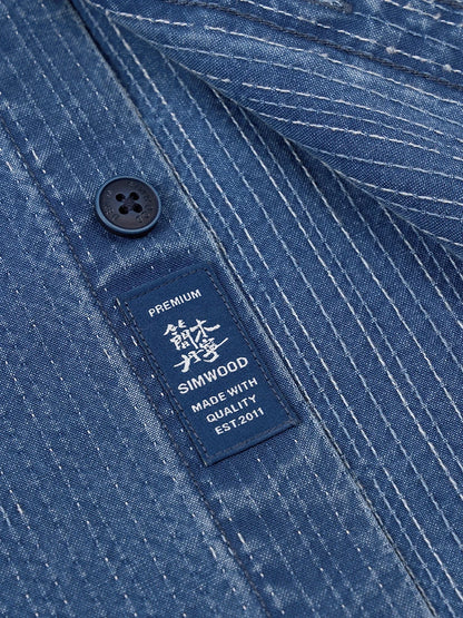 Men's Oversized Washed Indigo Cotton Shirt – Casual Cool With a Vintage Edge