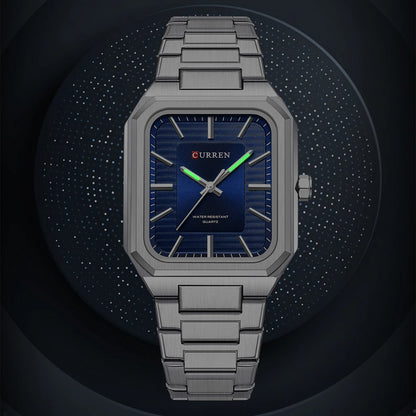 Edge Time: Rectangular Stainless Steel Business Watch for Men