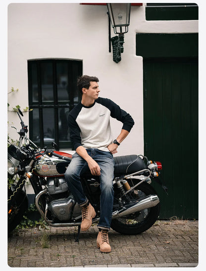 SIMWOOD 2025 Spring New loose Straight 13.5oz Fabric Washed Vintage Jeans Men Classical Plus Size Denim Trousers