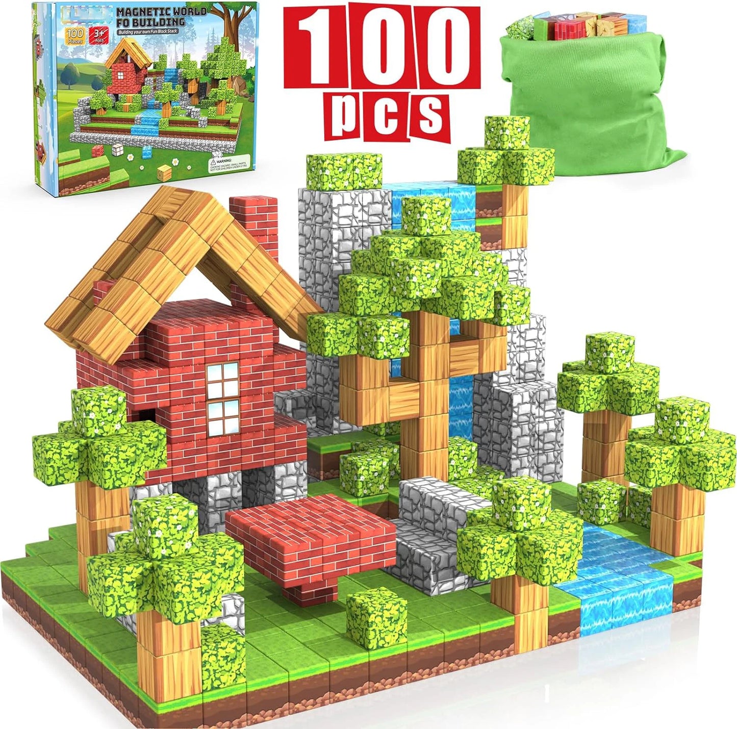 Magnet World Builder: 100-Piece Magnetic Blocks Set (Ages 4–12)