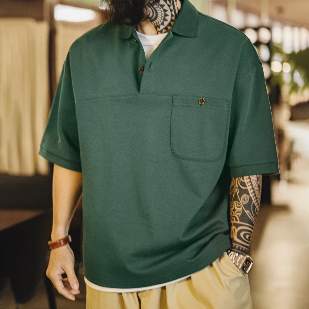 Men's Vintage Green Polo Shirt – Structured Style with Casual Ease