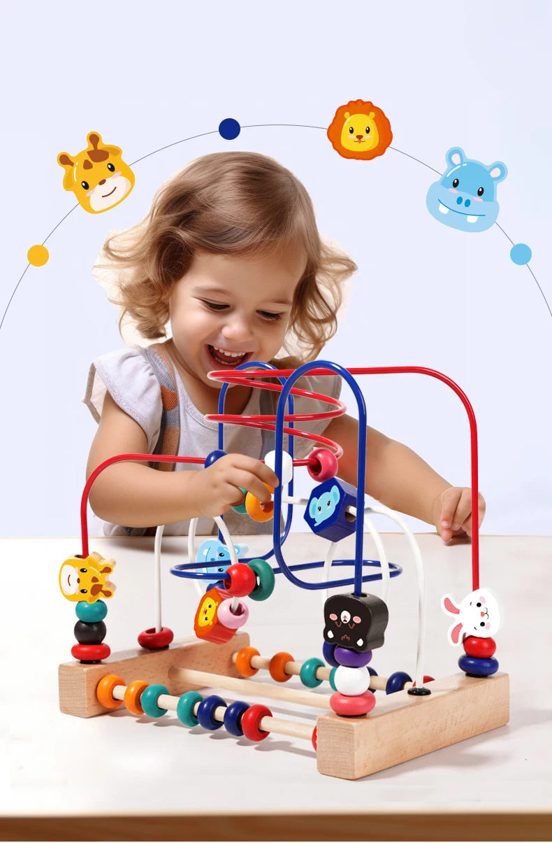 Bead Maze Orchard: Wooden Counting & Shapes Roller-Coaster (18m–4Y)