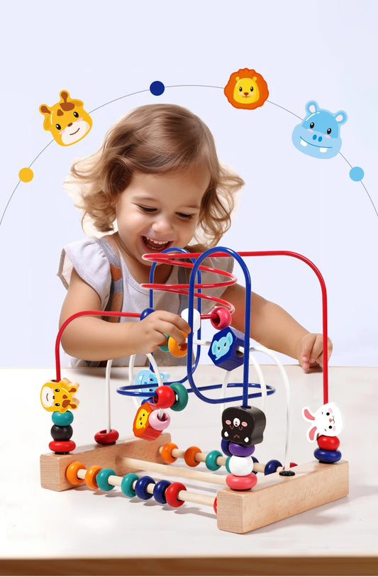 Bead Maze Orchard: Wooden Counting & Shapes Roller-Coaster (18m–4Y)