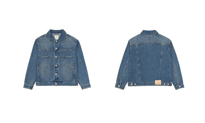 Men's Striped Denim Chore Jacket – Short Length, Oversized Utility