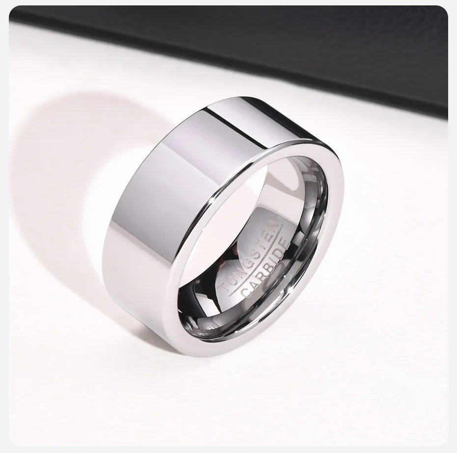 Vnox Signature: 8mm Tungsten Wedding Band for Men – Classic Plain & Anti-Scratch Design