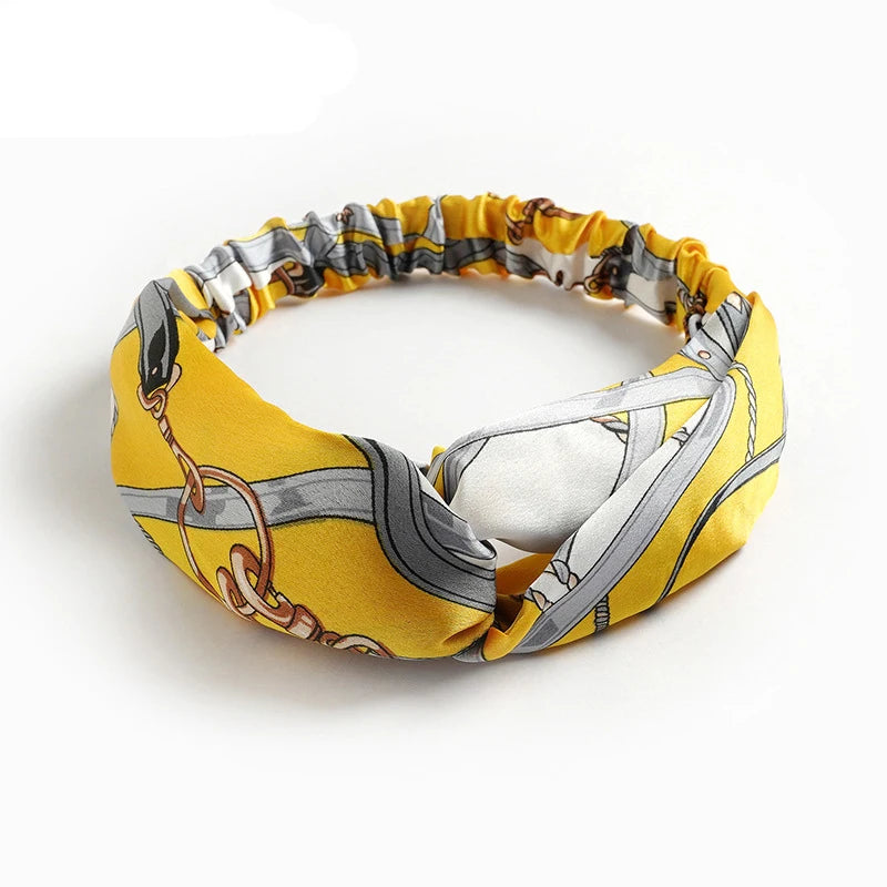 Boho Crown: Vintage Cross Turban Headband with Rhinestone Detail