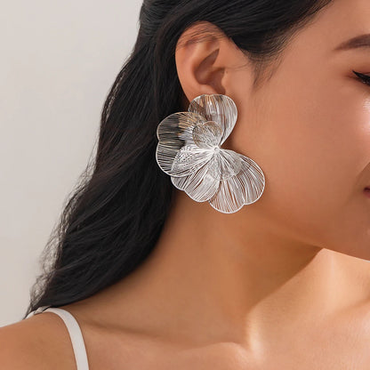 Golden Bloom: Elegant Multi-Layer Petal Stud Earrings