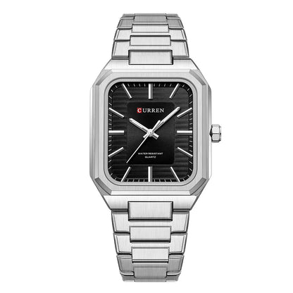 Edge Time: Rectangular Stainless Steel Business Watch for Men