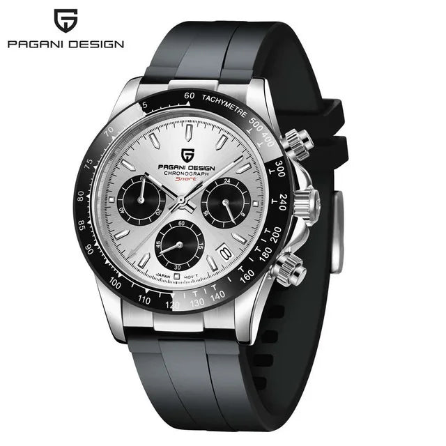 Sapphire Chrono: 40mm Stainless Steel Quartz Sports Watch