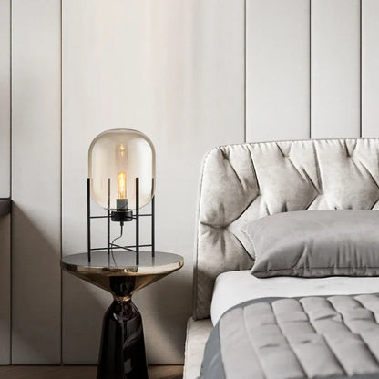 Lámpara de mesa nórdica posmoderna E27, lámpara de mesa de cristal para sala de estar, dormitorio, estudio, escritorio, decoración, luces para el hogar, lámpara de noche