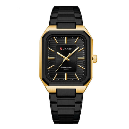 Edge Time: Rectangular Stainless Steel Business Watch for Men