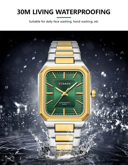 Edge Time: Rectangular Stainless Steel Business Watch for Men