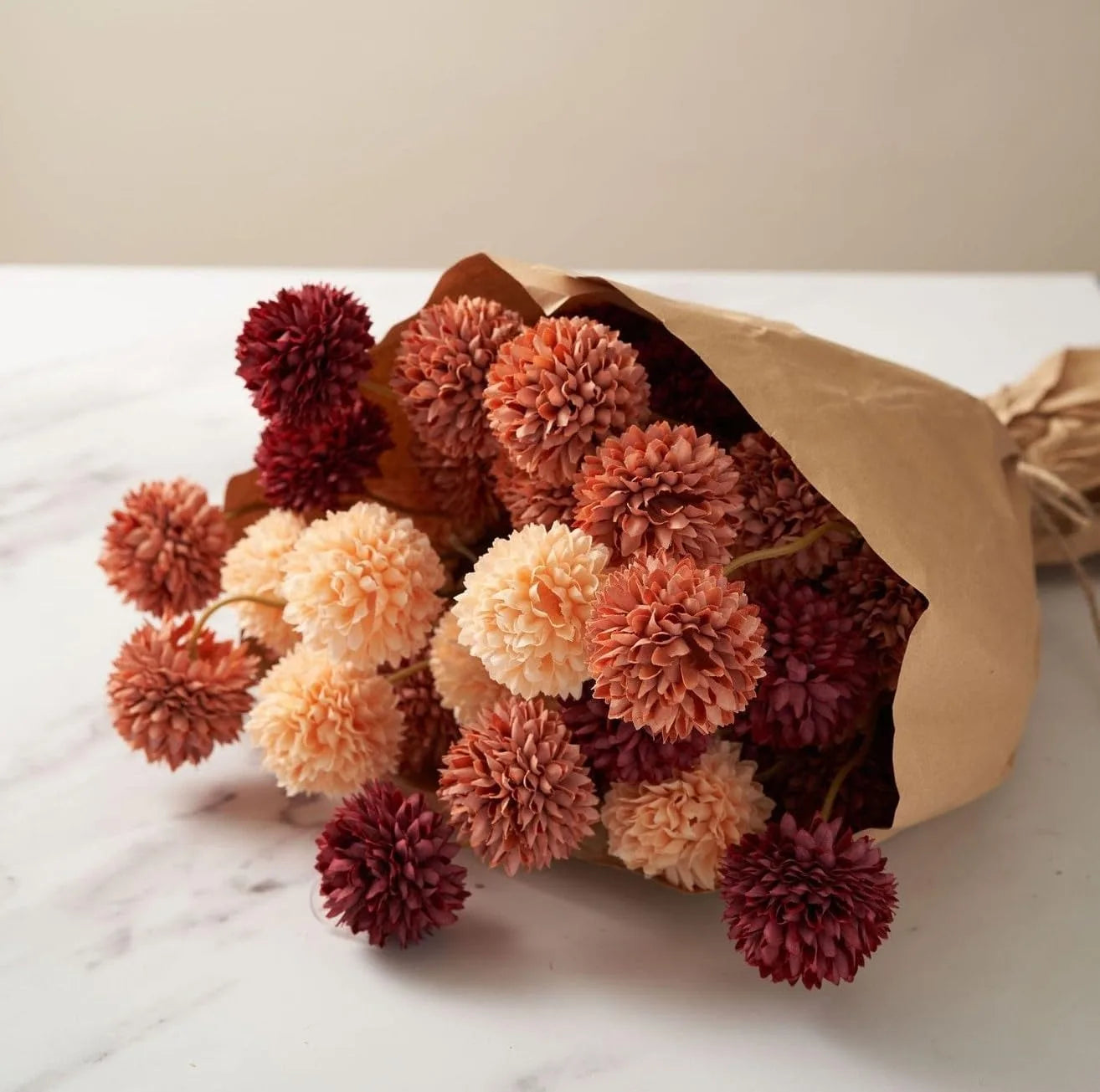 1Pcs Of Orange Artificial Flowers With Stems Mini Chrysanthemums Home Room Decoration DIY Dining Table Center Decor Accessory