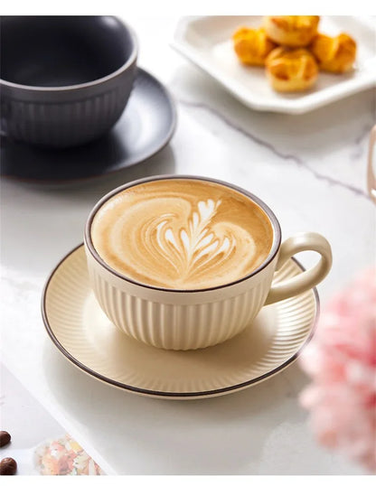 European Retro Ceramic Mug with Saucer
