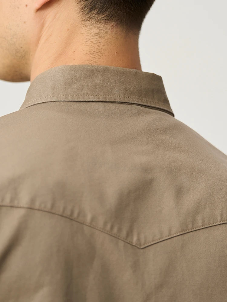 Men's Oversized Western-Style Shirt – Washed Fabric, Rugged Appeal