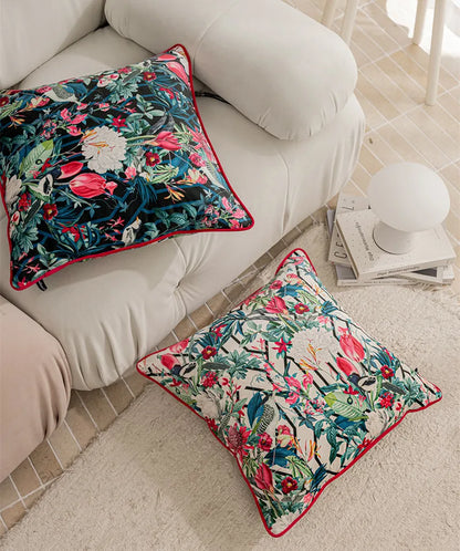 Vintage Floral Velvet Throw Pillow Covers Home Art Deco Pillowcase Square Pillow Case Cushion Cover for Bed Sofa Living Room Car