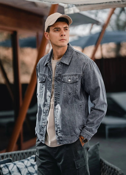 Men's Oversized Classic Denim Jacket – 12oz Washed Style With a Modern Fit
