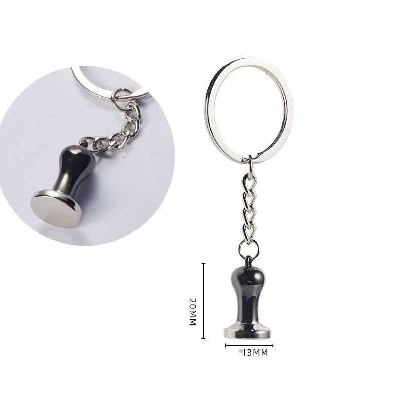 Coffee Supplies Keychain Mini Tamper Keychain Portable Fashionable Zinc Alloy Coffee Keychain Decoration Gift for Coffee Lovers
