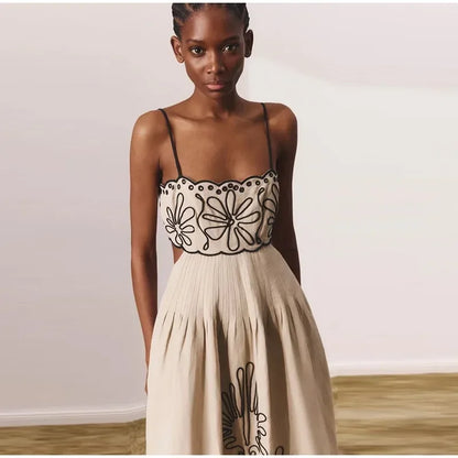 Soléa – Hollow-Out Printed Beach Dress for Women