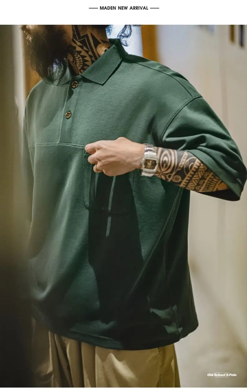 Men's Vintage Green Polo Shirt – Structured Style with Casual Ease