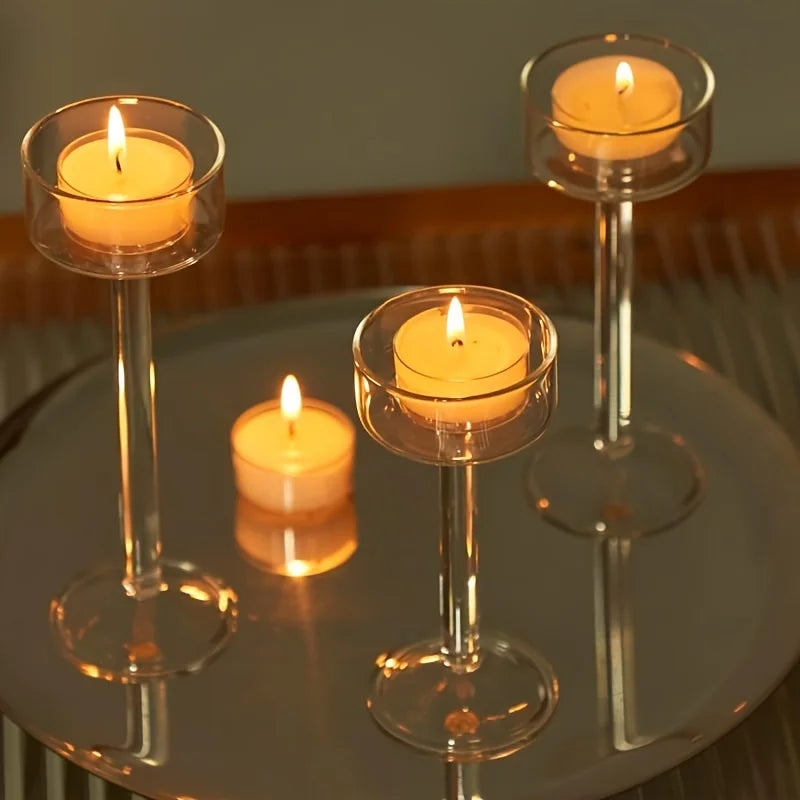 Lumière: Tall Glass Candle Stand Set