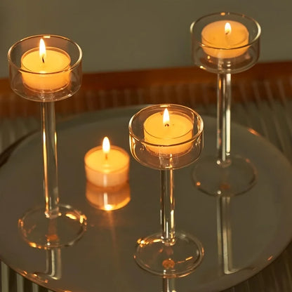 Lumière: Tall Glass Candle Stand Set