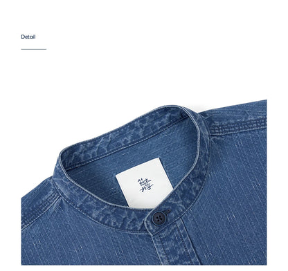 Men's Oversized Washed Indigo Cotton Shirt – Casual Cool With a Vintage Edge