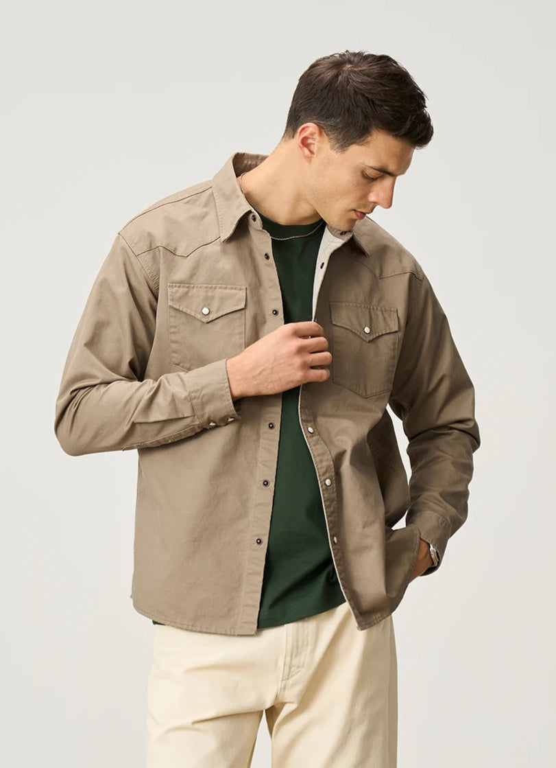 Men's Oversized Western-Style Shirt – Washed Fabric, Rugged Appeal