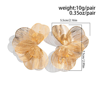 Golden Bloom: Elegant Multi-Layer Petal Stud Earrings