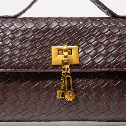 Vintage Faux Leather Woven Baguette Bag, Flap Women Clutch,Elegant Evening Bag,Burgundy Purse,Lady Dress Party,Wedding Item(Random Pattern)