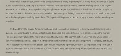 5 Pairs Red Tornado Retro Ethnic Style Pattern Jacquard Crew Socks For Boots