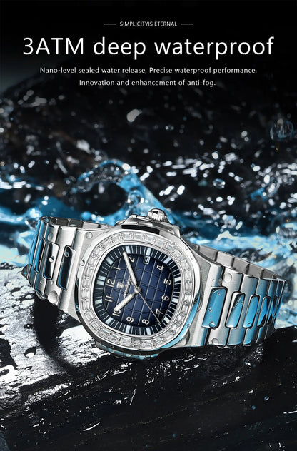 SteelSquare: Luminous Waterproof Men’s Watch